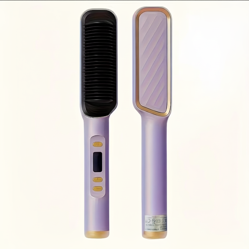Hair Straightener Brush Purple – No Label